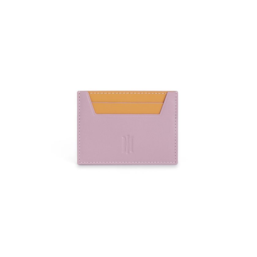 Cardholder in Cassis with Orange detail