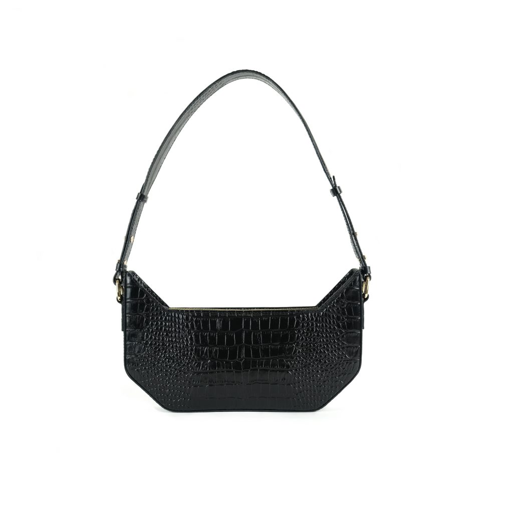 imesmeri cat bag black croco embossed