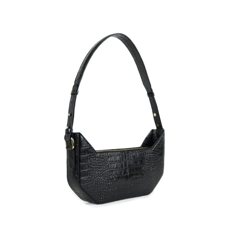 imesmeri cat bag black croco embossed